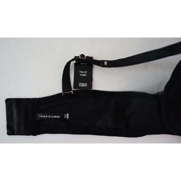 Torrid Curve Sz 44D Black/Gold Lace Push-Up Plunge Padded Under Wired Bra $60 - Picture 9 of 12